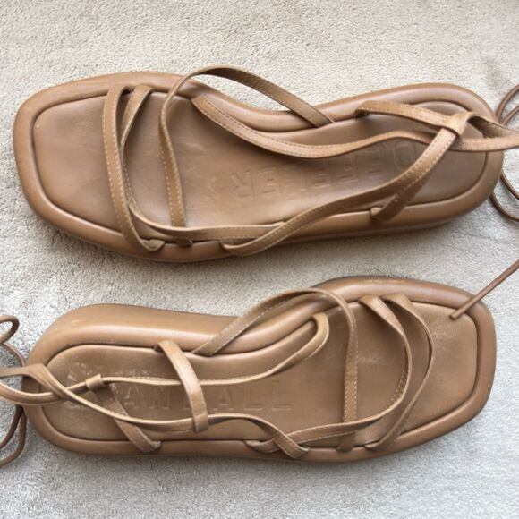 Loeffler Randall Beau Dark Sand Wrap Platform Sandals Women 7 Ankle Strap Laces - Picture 11 of 11